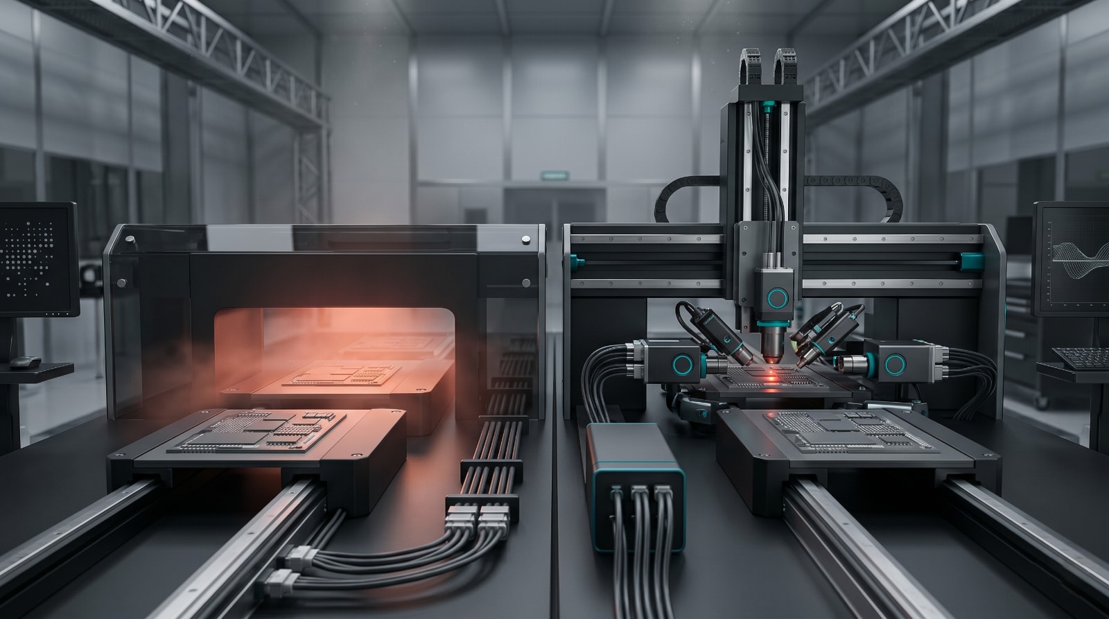 Split manufacturing process showing a broad heat pass on the left and a tightly controlled one-pass process on the right.